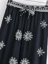 Load image into Gallery viewer, Purple Floral , Wide Leg Pants with Pockets ,Vacation Boho Pant
