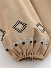 Load image into Gallery viewer, Geometry Embroidered ,Linen Cotton ,Lace-up Tassel Boho Shirt

