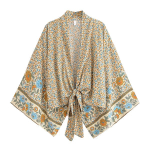 Bohemian Kimono, Boho Bikini Cover-ups,Red Floral