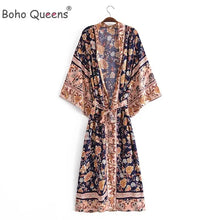 Load image into Gallery viewer, Vintage Ethnic Printed Bohemian Kimono Cardigan Cover-Up
