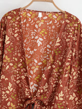 Load image into Gallery viewer, Wild Floral Beach Kimono Ruffles Tie-Front Vacation Bohemian Bikini Boho Cover-ups
