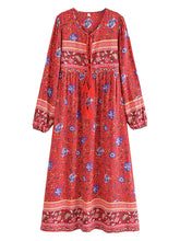 Load image into Gallery viewer, Lace-up Tassel,Bohemian Dress,Boho Dress Robe
