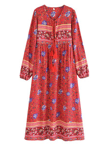 Lace-up Tassel,Bohemian Dress,Boho Dress Robe
