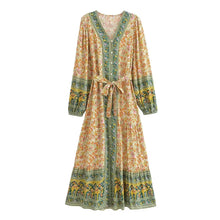 Load image into Gallery viewer, Elegant Floral Print ,Bohemian Maxi Dress ,Holiday Boho Dress
