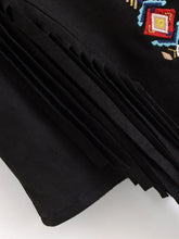 Load image into Gallery viewer, Women’s Faux Suede Fringe Vest - Bohemian Floral Embroidery Cowgirl Jacket with Rivets
