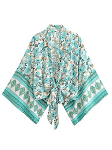 Vintage Floral Print ,Beach Summer Kimono , Boho Cover-ups
