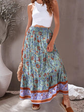 Load image into Gallery viewer, Green Floral Print ,Beach Bohemian Skirt,Boho Skirts

