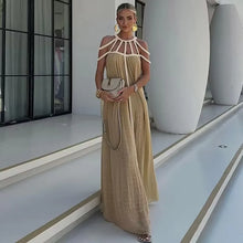 Load image into Gallery viewer, Linen Cotton ,Sexy Knitted Backless, Beach Boho Dress
