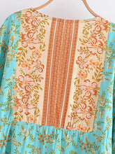 Load image into Gallery viewer, Green Floral Print,Bohemian Blouse ,Boho Shirt
