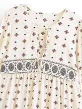 Load image into Gallery viewer, Boho Floral Print Maxi Dress Women Vintage Long Sleeve Tie Neck Loose Dress

