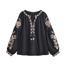 Load image into Gallery viewer, Floral Embroidery, Linen Cotton  Shirts ,Boho Shirt
