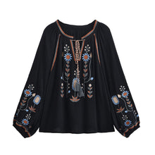 Load image into Gallery viewer, Floral Embroidery, Linen Cotton Shirts ,Boho Blusas
