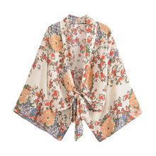 Load image into Gallery viewer, Bohemian Kimono, Boho Bikini Cover-ups,Yellow Floral

