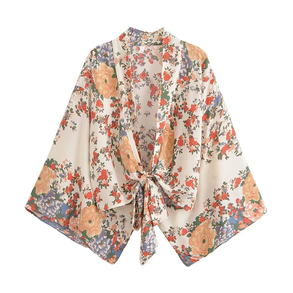 Bohemian Kimono, Boho Bikini Cover-ups,Yellow Floral