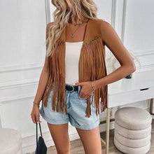 Load image into Gallery viewer, Sleeveless Fringe Jacket ,Cowgirl Tassel Vest ,Faux Suede Tassel Waistcoat
