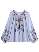 Load image into Gallery viewer, Floral Embroidery, Linen Cotton Shirts ,Boho Blusas
