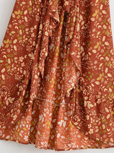 Load image into Gallery viewer, Floral High Low Maxi Skirt Ruffle  A-Line Skirt  Ethnic Print Skirt
