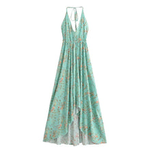 Load image into Gallery viewer, Floral Print ,Backless Sexy Beach Bohemian Dress,, High-Low Boho Dress
