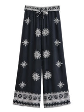 Load image into Gallery viewer, Purple Floral , Wide Leg Pants with Pockets ,Vacation Boho Pant
