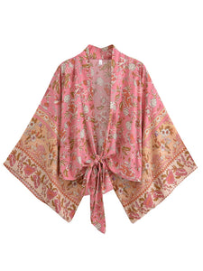Vintage Floral Print ,Beach Summer Kimono , Boho Cover-ups