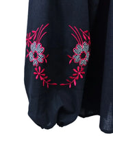 Load image into Gallery viewer, Retro Floral Embroidered ,Linen Cotton Blouse ,Lace-up Tassel Boho Shirts
