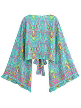 Load image into Gallery viewer, Wild Floral Print ,Short Kimono ,Bikini Cover-ups
