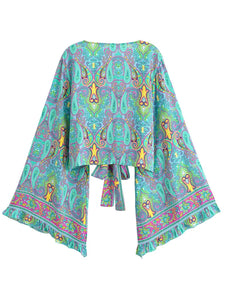 Wild Floral Print ,Short Kimono ,Bikini Cover-ups