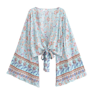 Wild Floral Print ,Short Kimono ,Bikini Cover-ups