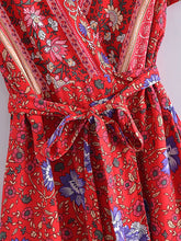 Load image into Gallery viewer, Green Wild Floral-Wrap Boho Mini Dress
