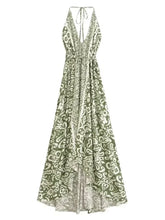 Load image into Gallery viewer, Geometric Print , Backless Sexy Maxi Dress ,Boho Dress
