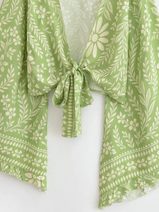 Wild Floral ,Short Kimono ,Bikini Boho Cover-ups