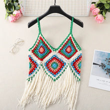 Load image into Gallery viewer, Hollow Out Floral EmbroideryBohemian Knitted  Boho Camis
