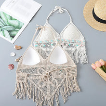 Load image into Gallery viewer, Hollow Out Tassel , Crop Tops Bohemian Vest,Boho Knitted Camis
