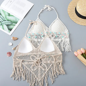 Hollow Out Tassel , Crop Tops Bohemian Vest,Boho Knitted Camis