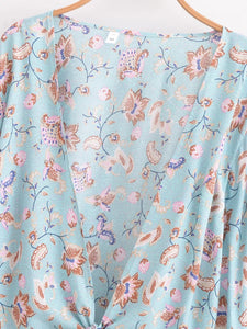 Wild Floral Print ,Short Kimono ,Bikini Cover-ups
