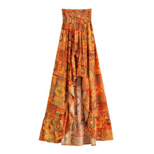 Load image into Gallery viewer, Bohemian High Low Maxi Skirt  Smocked Elastic Beach Vacation Skirts
