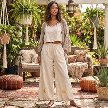 Load image into Gallery viewer, Sun and Moon Embroidery ,Bohemian Pants ,Boho Trousers
