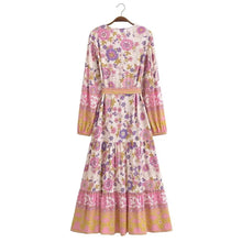 Load image into Gallery viewer, Elegant Floral Print ,Bohemian Maxi Dress ,Holiday Boho Dress
