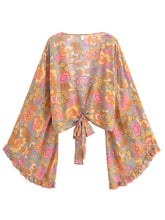 Load image into Gallery viewer, Wild Floral Print ,Short Kimono ,Bikini Cover-ups
