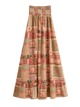 Load image into Gallery viewer, Bohemian High Low Maxi Skirt  Smocked Elastic Beach Vacation Skirts
