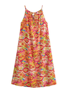Floral Print, Backless Sexy Maxi Dress,Boho Dress with Pockets
