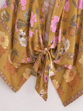 Load image into Gallery viewer, Bohemian Kimono, Boho Bikini Cover-ups,Yellow Floral
