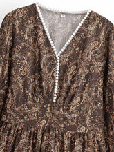 Load image into Gallery viewer, Lantern Sleeve Tiered A-Line Robe Autumn Holiday Vacation Maxi Dress
