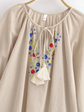 Load image into Gallery viewer, Floral Embroidery, Linen Cotton Blouse, Boho Shirts
