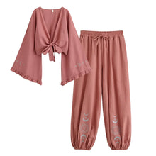 Load image into Gallery viewer, Sun Moon Embroidery Cotton Linen Bohemian Outfits
