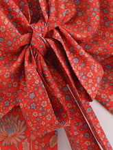 Load image into Gallery viewer, Bohemian Kimono, Boho Bikini Cover-ups,Red Floral
