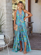 Load image into Gallery viewer, Wild Floral ,Backless Sexy Maxi Dress , High-Low Tassel Strapless Boho Dress
