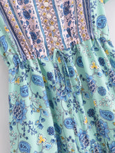 Load image into Gallery viewer, Wild Floral Print, Summer Bohemian Mini Dress,Vacation Boho Dress
