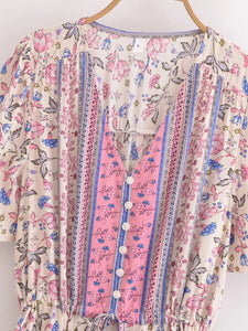 Green Floral Print ,Bohemian Maxi Dresses,Boho Dress