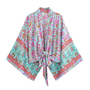 Vintage Floral Print ,Beach Summer Kimono , Boho Cover-ups